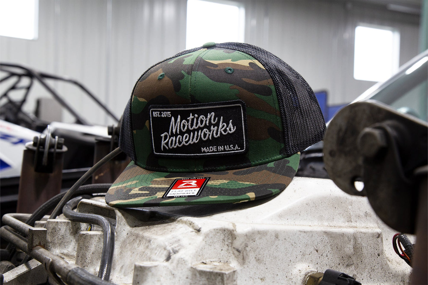 Motion Heritage Hat Green Camo Flat Bill Snapback 95-121-Motion Raceworks-Motion Raceworks