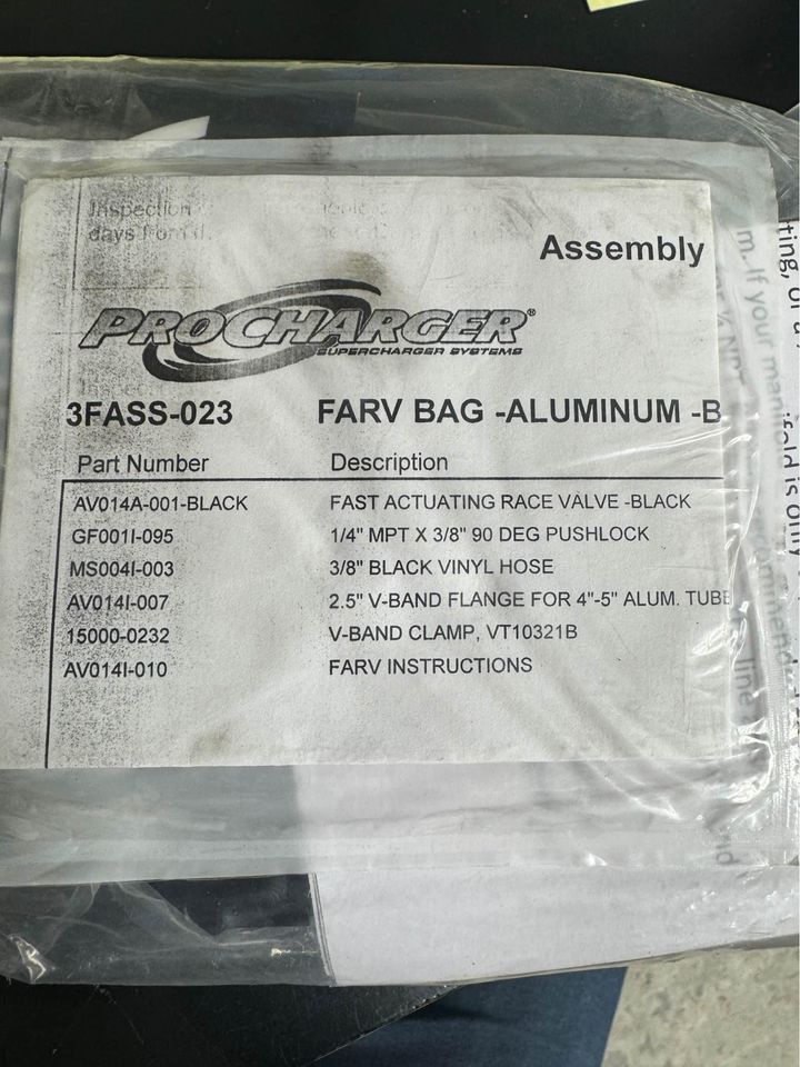Procharger Competition Valve “OPEN” New in bag