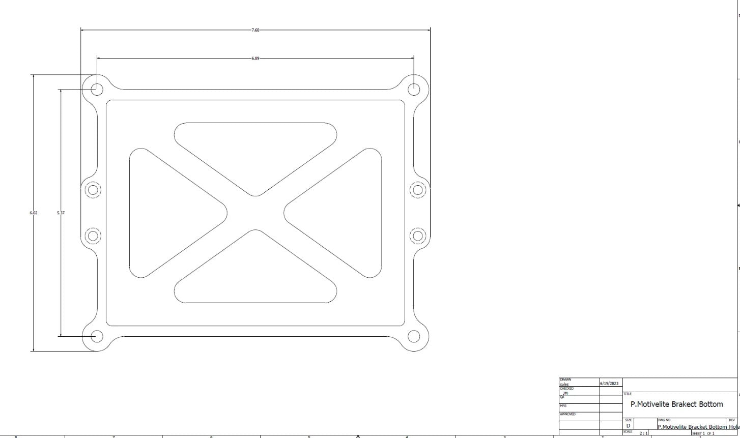 P. MotiveLite Aluminum Billet Bracket for 16v Lithium Racing Battery Specifications
