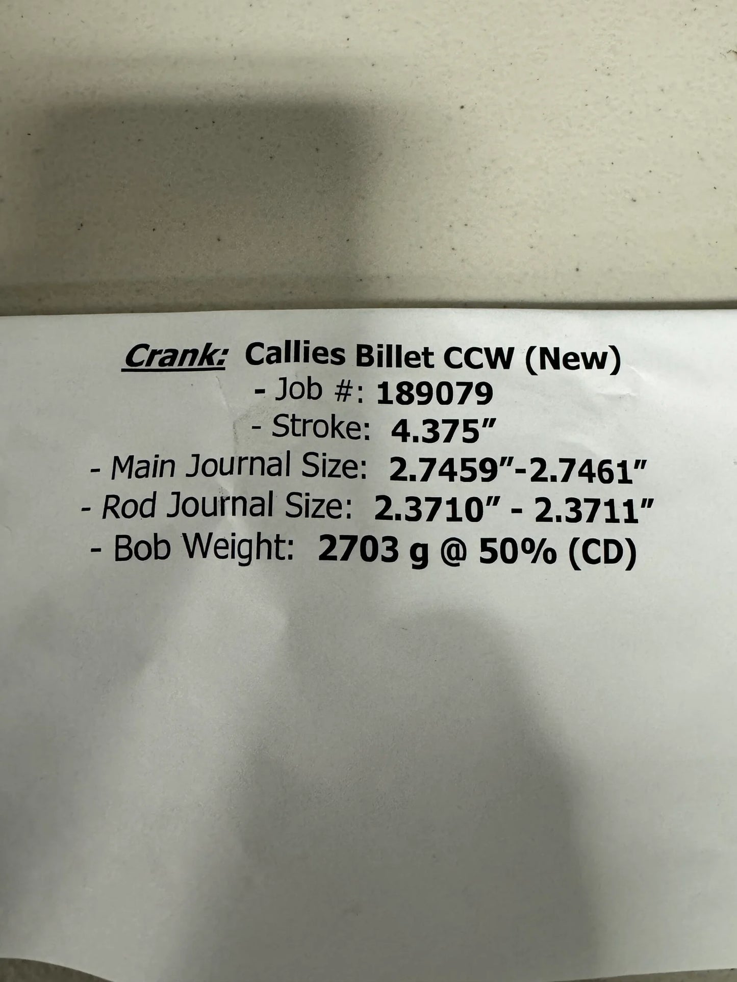 "NEW" Procharger Callies Billet Hemi Crankshaft - Balanced