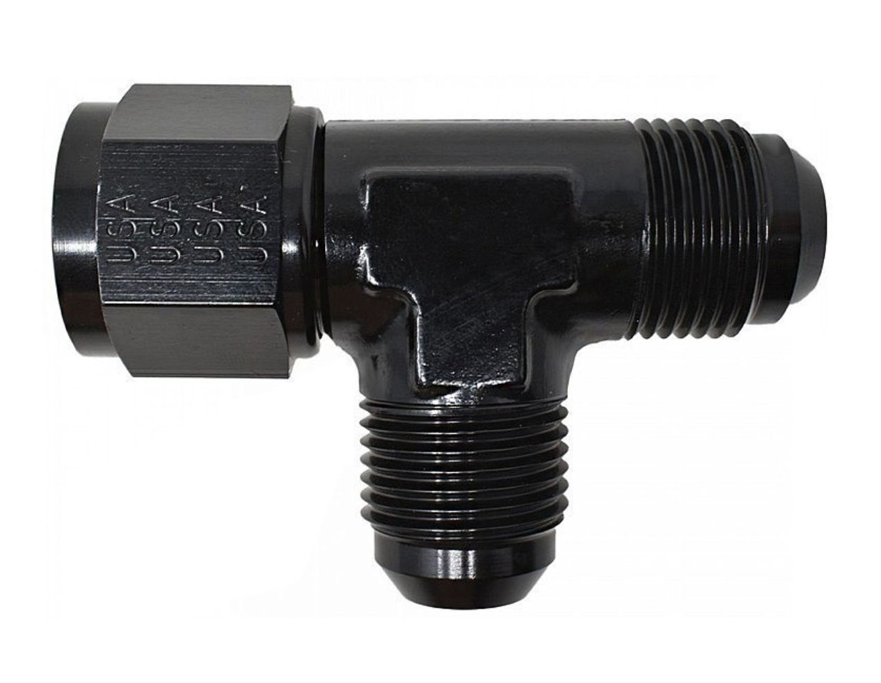 #12 T-FITTING FEMALE SWIVEL ON RUN ALUM BLACK (XRP-900312BB)