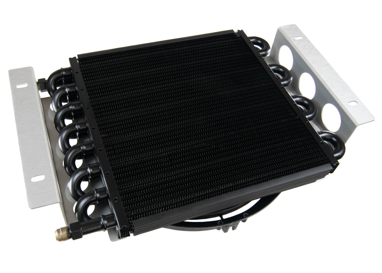 GM TH350, TH400, 700R4, 4L60E DERALE Trans Cooler Kit w/Fan & Fragola Lines/Fittings-Kit-Motion Raceworks