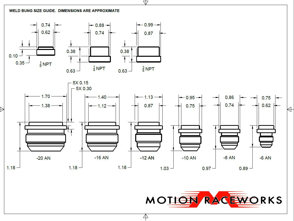 '-8 AN Weld Bung Aluminum 34-40008-Motion Raceworks-Motion Raceworks