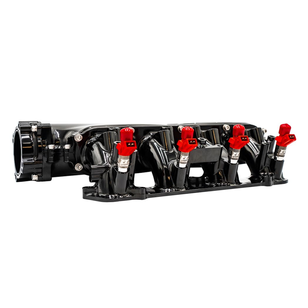 FuelTech TTR CNC Billet Intake Manifold 4 Injector for Yamaha 1900 PWC jet ski 1.9L - shown with injectors.