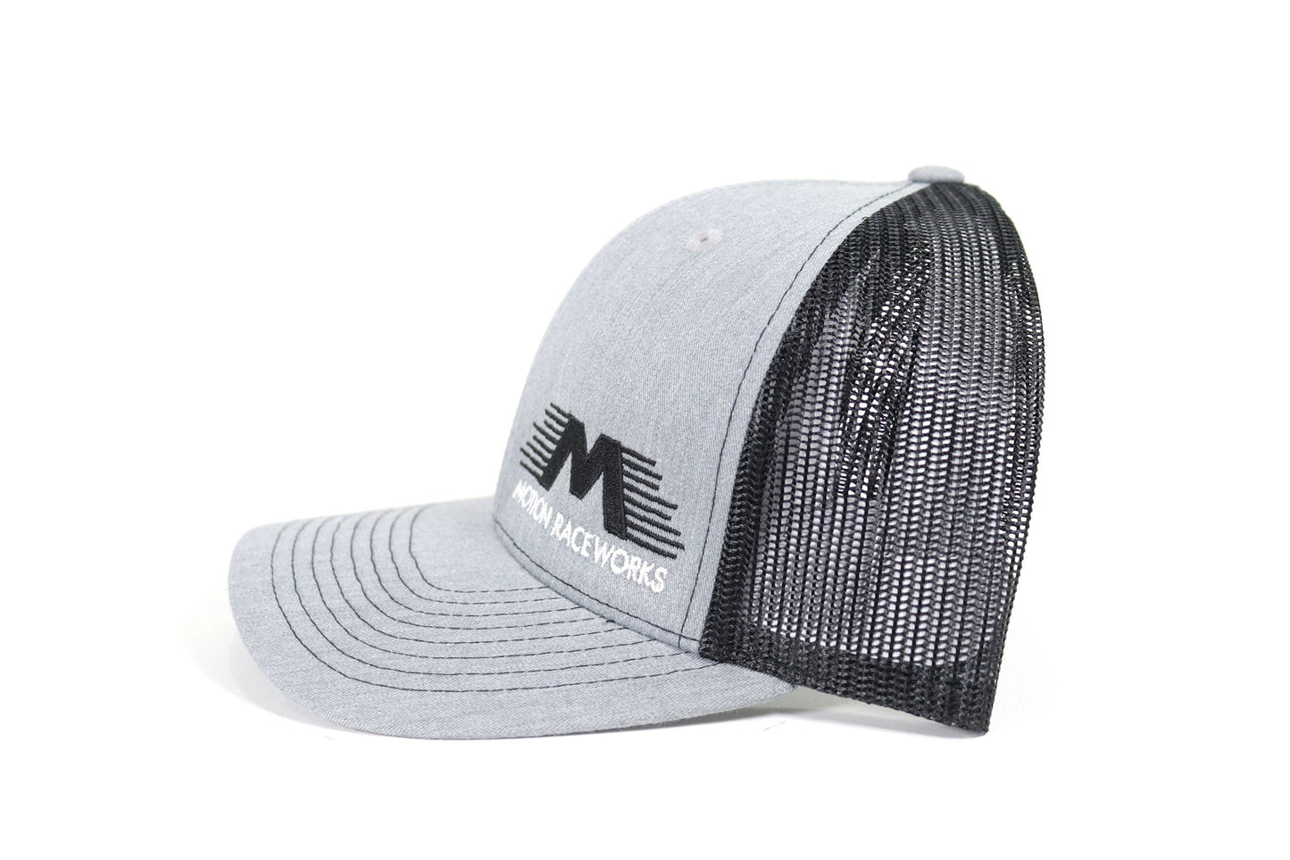 Black/Heather Gray Motion Raceworks Snapback Hat w/ Mesh Back 95-111-Motion Raceworks-Motion Raceworks