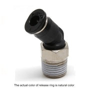 PISCO PLASTIC PUSH-IN FITTING 1/4" TUBE X 1/8" NPT MALE 45DEG ELBOW