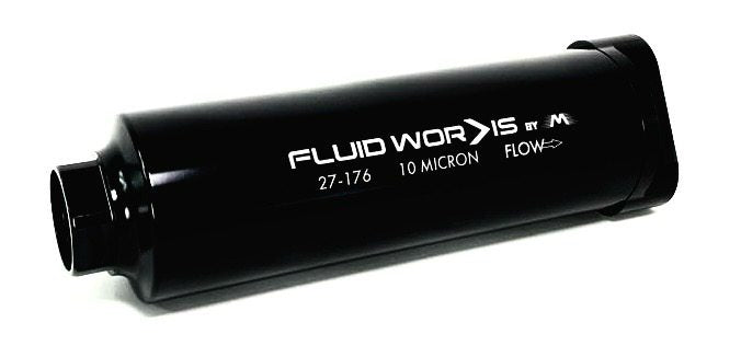 Fluidworks Dual Outlet 32GPM Post Fuel Filter w/ Mount (10 Micron) - Motion Raceworks
