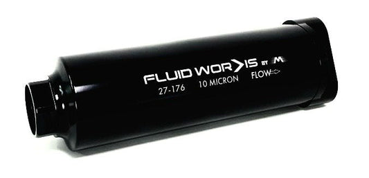 Fluidworks Dual Outlet 32GPM Post Fuel Filter w/ Mount (10 Micron) - Motion Raceworks