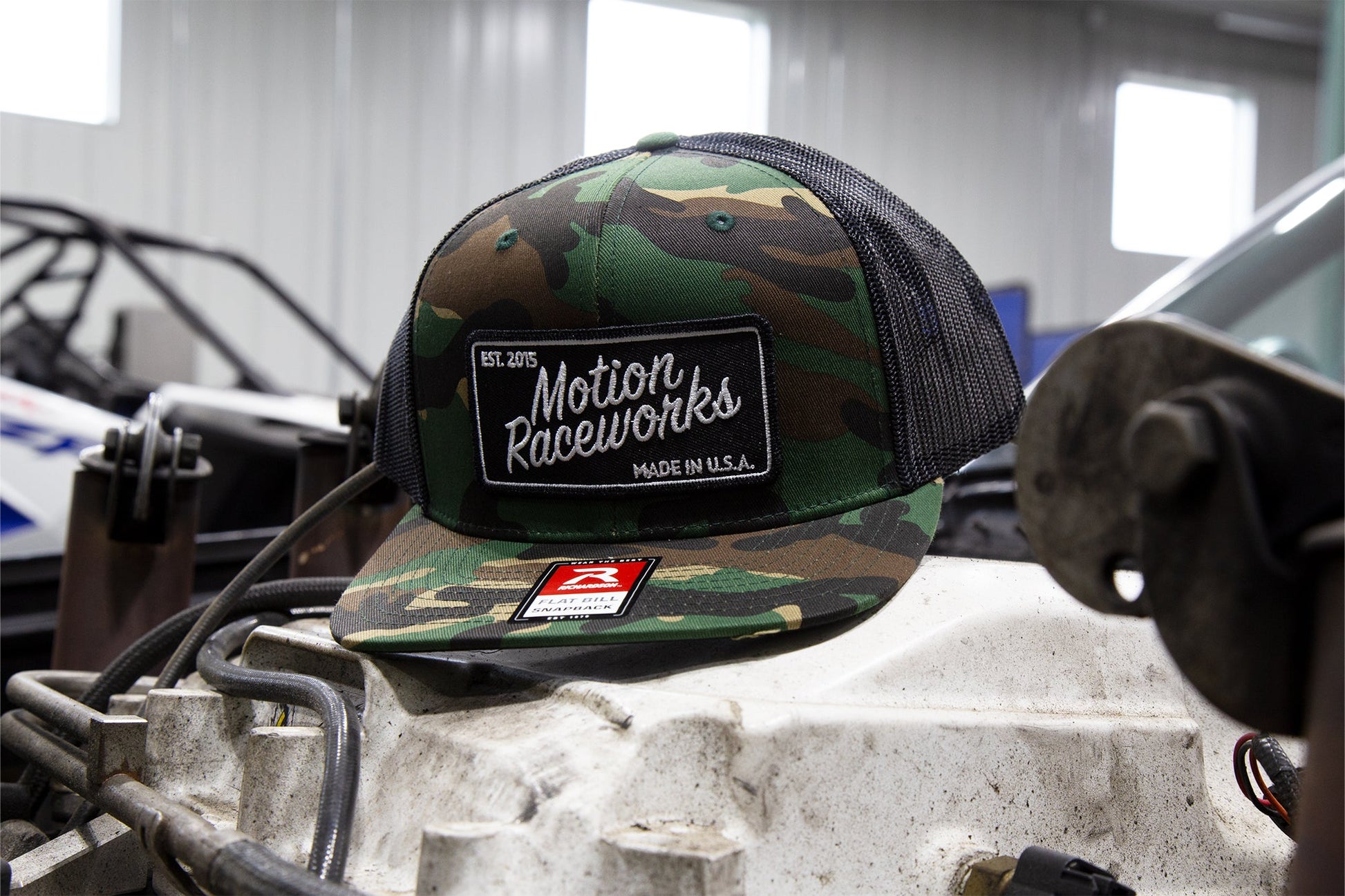 Motion Heritage Hat Green Camo Flat Bill Snapback 95-121-Motion Raceworks-Motion Raceworks