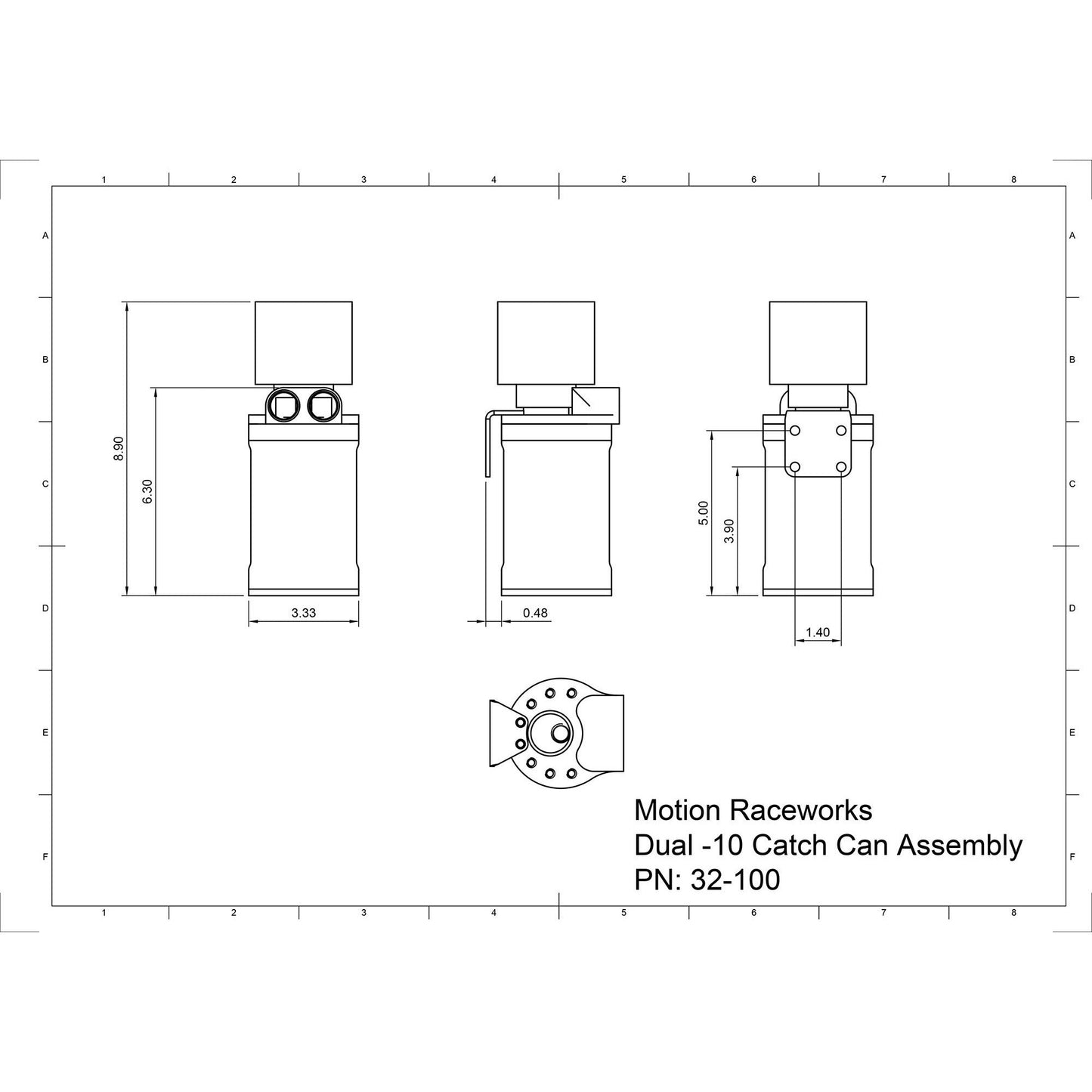 Top Loader Billet Oil Catch Can (Dual 10AN Port) 32-100-Motion Raceworks-Motion Raceworks