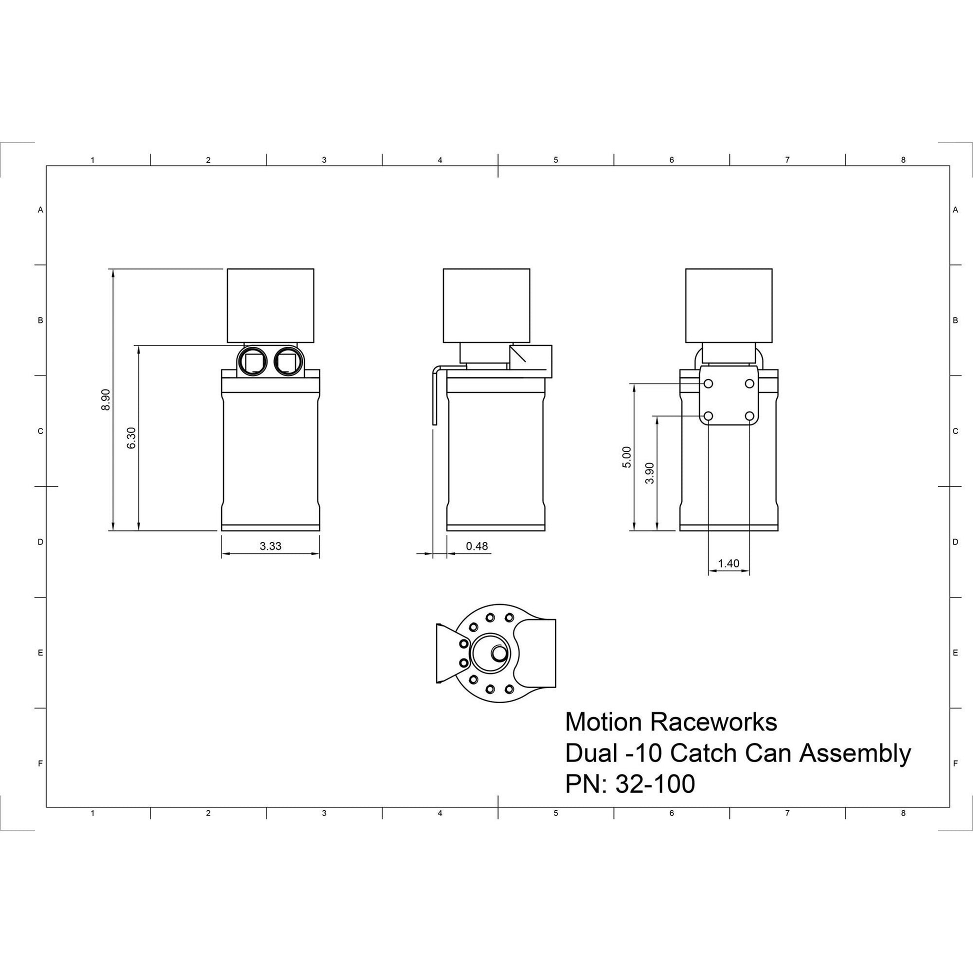 Top Loader Billet Oil Catch Can (Dual 10AN Port) 32-100-Motion Raceworks-Motion Raceworks