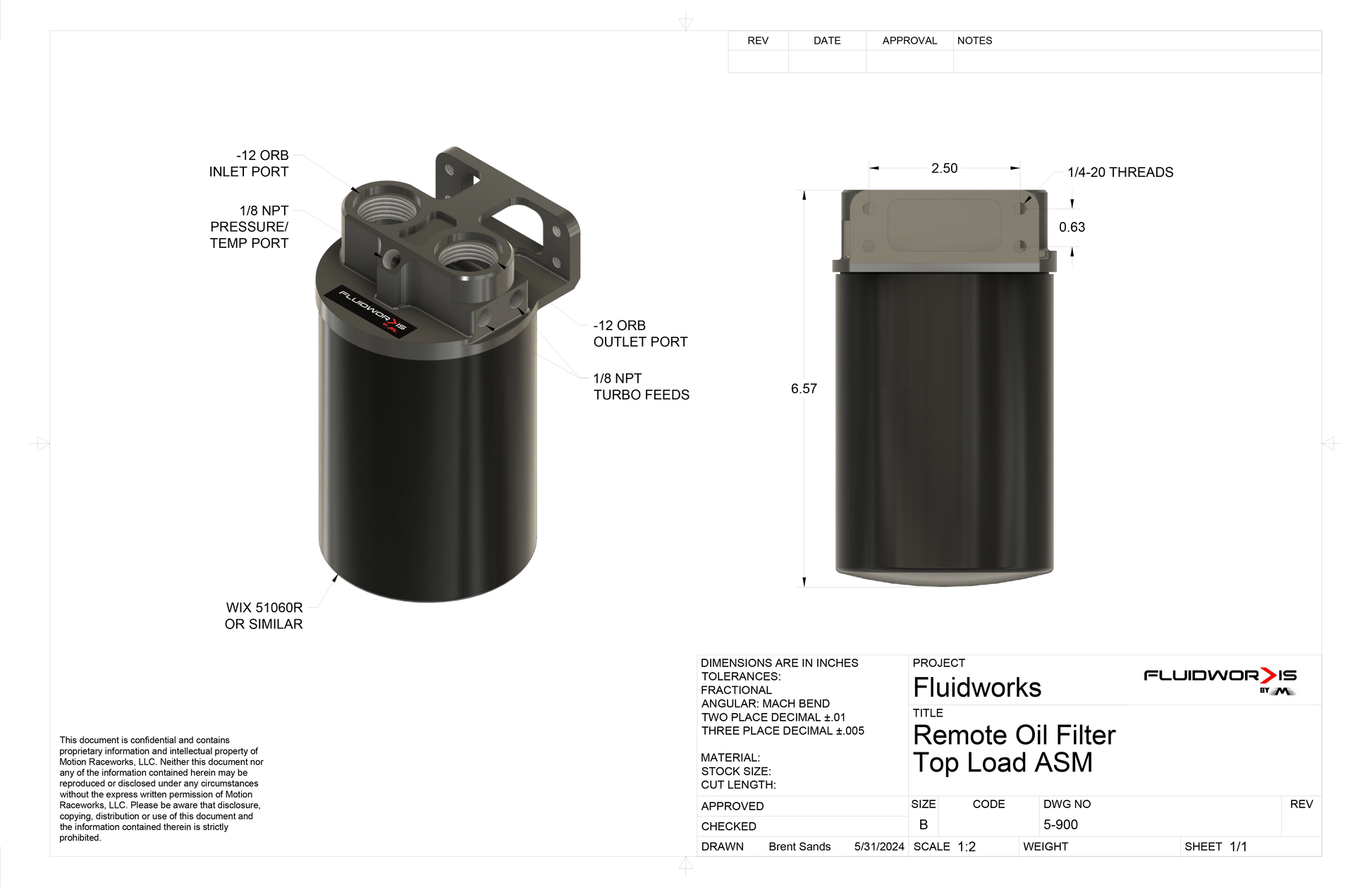 Fluidworks Remote Oil Filter- Top Load-Fluidworks-Motion Raceworks
