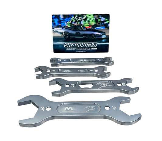 Shadow 3.0 Stevie Fast Edition Billet AN wrench set w/ signed metal Hero Card (100 sets only) - Motion Raceworks