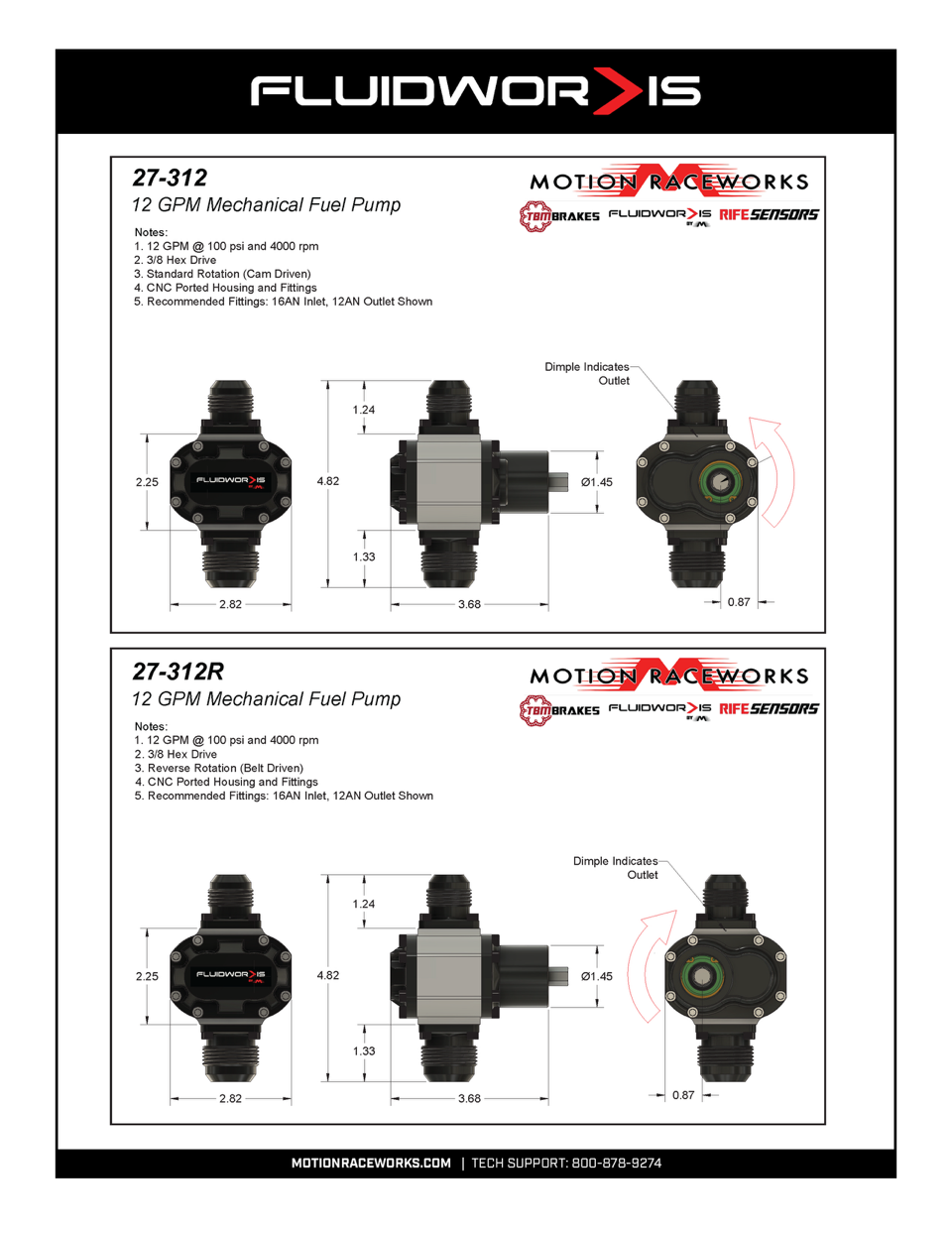 Fluidworks 12 GPM Mechanical  Fuel Pump - Motion Raceworks