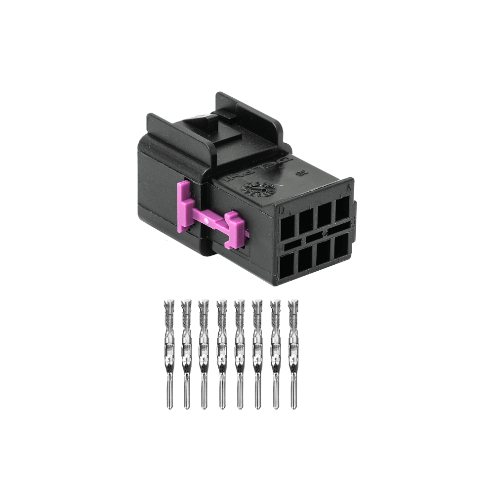 FuelTech 8-way connector kit for use with PRO550, PRO600, and PROBIKE A Complete Wiring Harnesses.