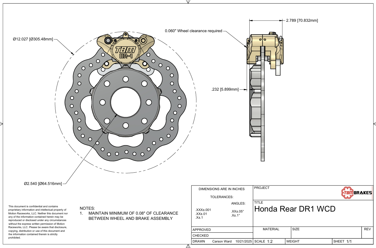 1992-2001 Honda/Acura (GSR & Hub City Knuckle) Drag Racing Rear Brake Kit - Motion Raceworks
