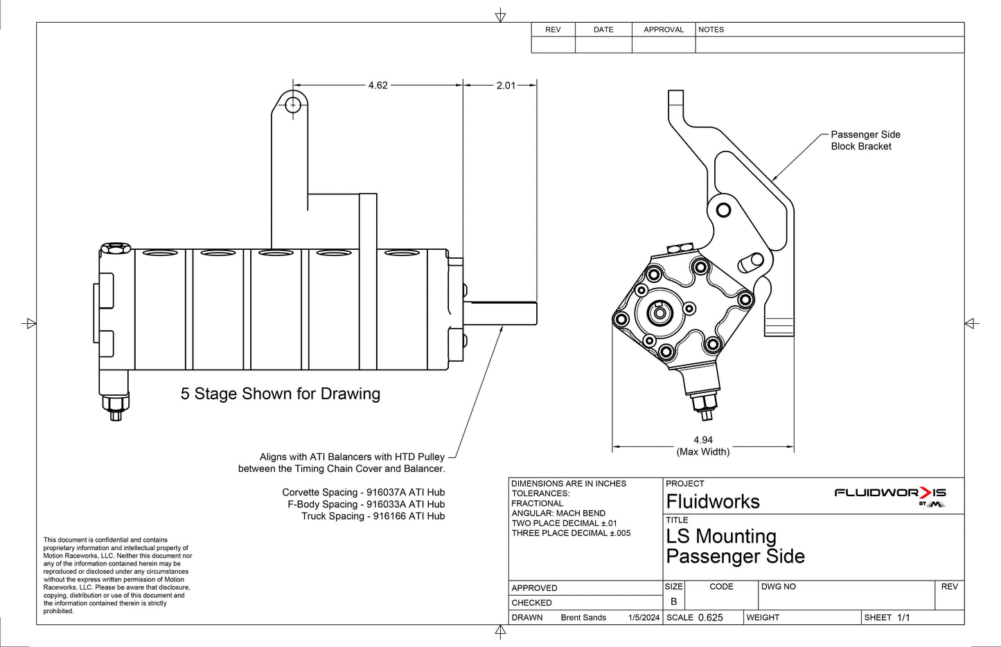 FluidWorks LS Wet Sump / Dry Sump Passenger Side Mounting Bracket-Fluidworks-Motion Raceworks