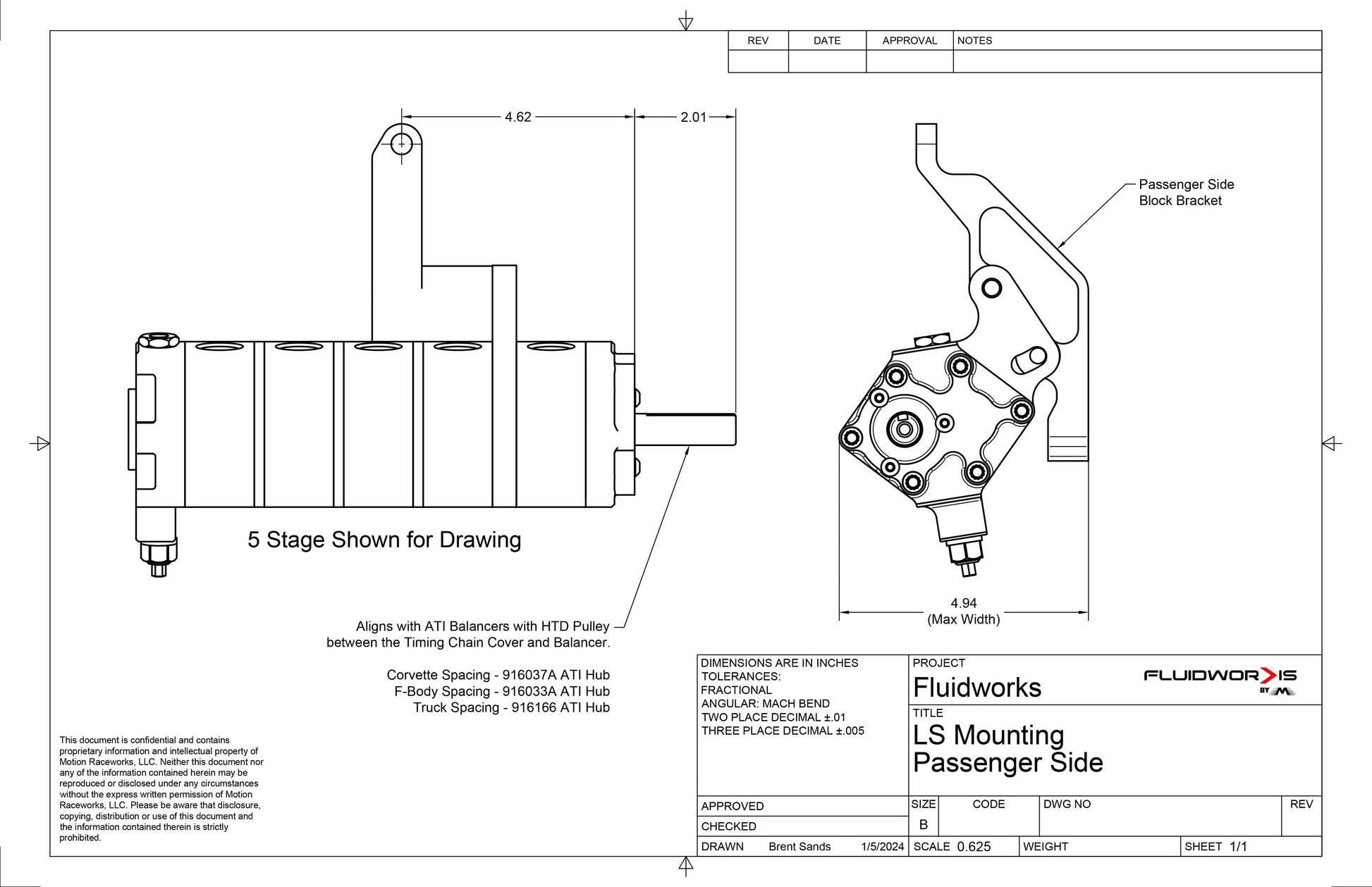 FluidWorks LS Wet Sump / Dry Sump Passenger Side Mounting Bracket-Fluidworks-Motion Raceworks