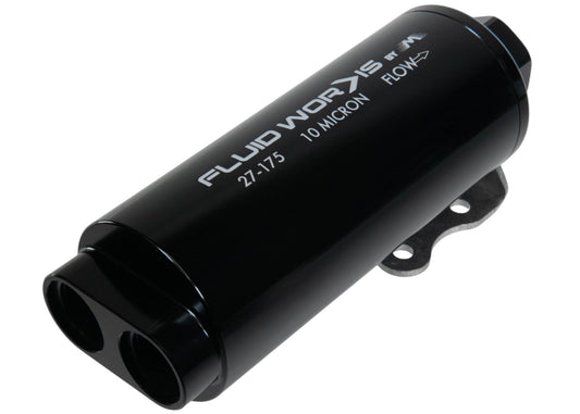 Fluidworks Dual Inlet 12GPM Post Fuel Filter w/ Mount (10 micron) - Motion Raceworks