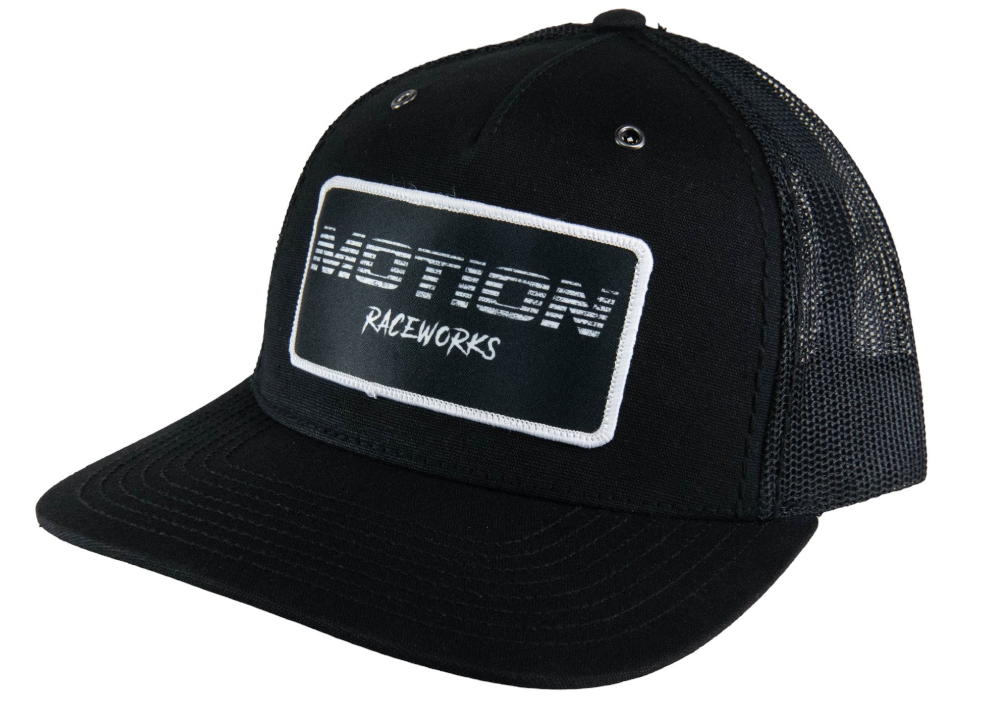 Black Trucker Snapback w/ Black Motion Retro Fade Patch - Motion Raceworks