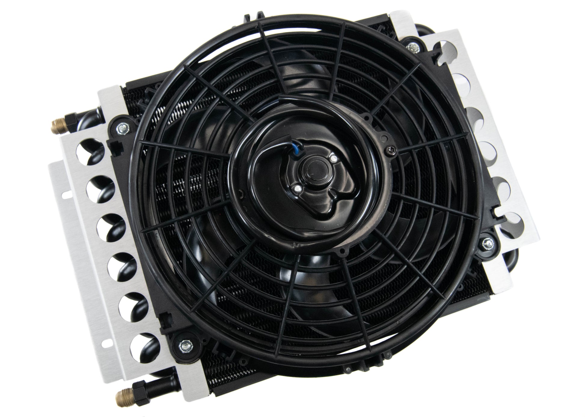GM TH350, TH400, 700R4, 4L60E DERALE Trans Cooler Kit w/Fan & Fragola Lines/Fittings-Kit-Motion Raceworks