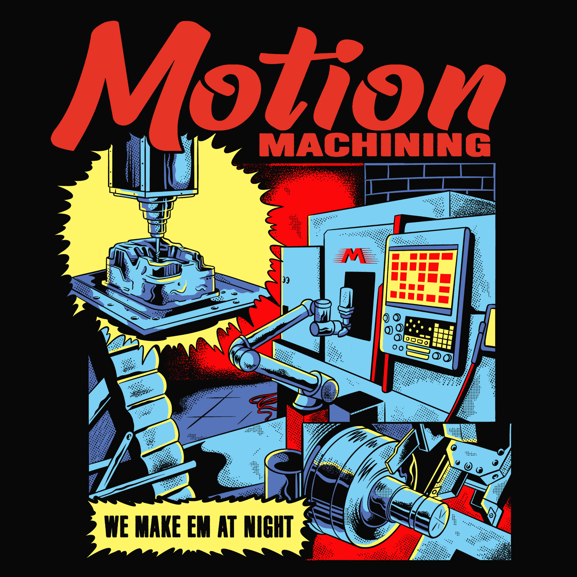 We make em at night… CNC machine shirt - Motion Raceworks
