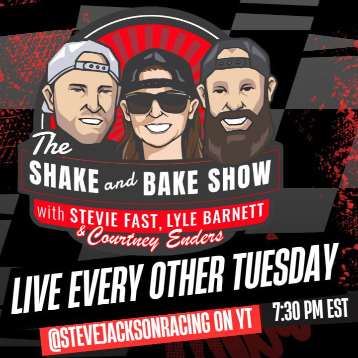 Promotional graphic for 'The Shake and Bake Show' with show details and branding.