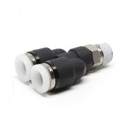 PLASTIC PUSH-IN FITTING 3/8" TUBE X 1/4" NPT MALE BRANCH "Y"